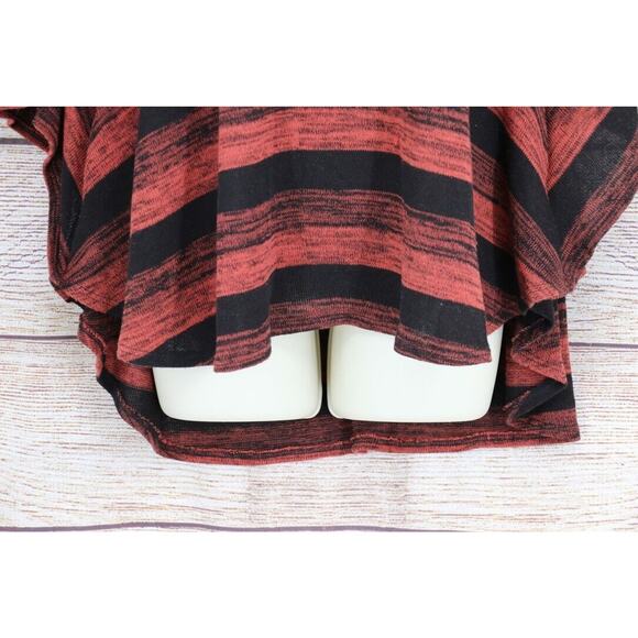 Y2K IN Studio Womens Size XL Knit Striped Raglan Poncho Sweater Rust Black - Picture 5 of 7